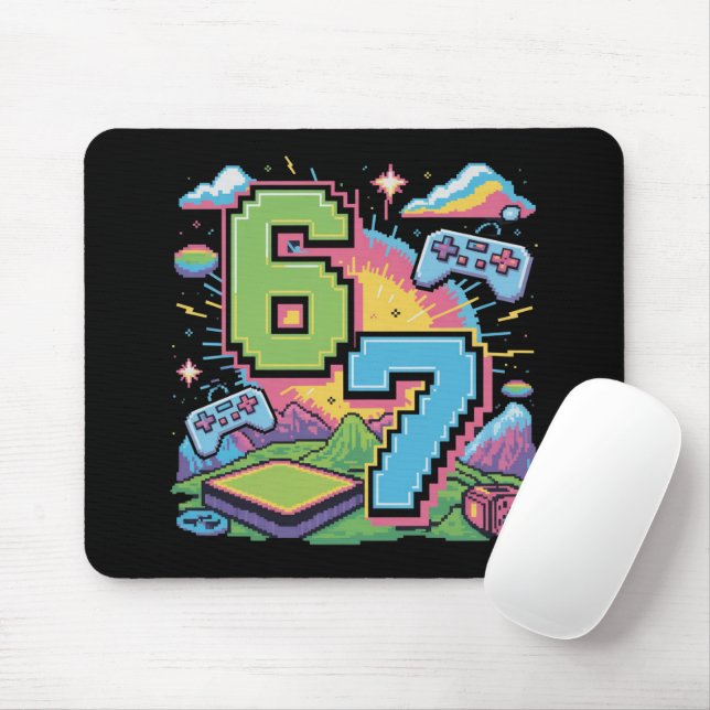 Mousepad 6 7 Six Seven Gaming Gen Z Alpha Meme Slang  (Com mouse)