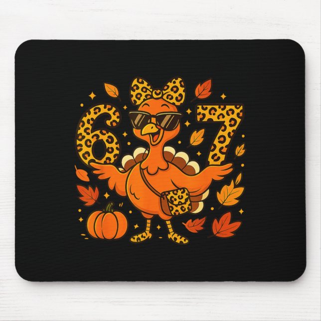 Mousepad 6 7 Thanksgiving Funny Leopard Bow Turkey Six Seve (Frente)