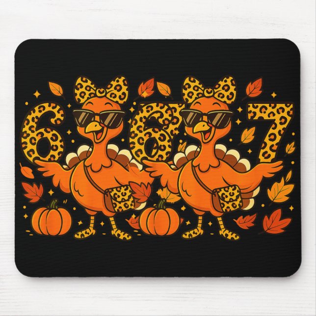 Mousepad 6 7 Thanksgiving Funny Leopard Bow Turkey Six Seve (Frente)