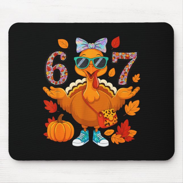 Mousepad 6 7 Thanksgiving Turkey Sungles Bow Six Seven Meme (Frente)