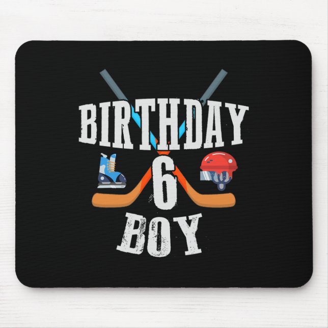 Mousepad 6 Birthday Boy Ice Hockey 6 Anos (Frente)