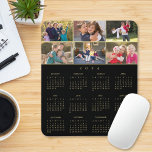 Mousepad 6 Calendário da Família Personalizada de Colagem d<br><div class="desc">Crie o seu próprio cheio de ouro personalizado, personalizado, preto e falso 2024, colagem fotográfica anual de 6 anos de poeira e mousepad resistente a manchas, sem deslizamento, para casa e escritório. Para personalizar, basta adicionar seis da sua família favorita / filhos / bebê / animais de estimação / casal...</div>