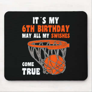 Mousepad 6 de basquete Feliz de Aniversário de 6 de 6 anos