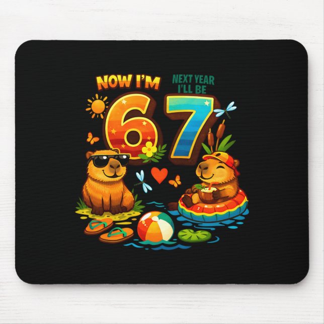 Mousepad 6 no próximo ano serei 7 capivara 67 meme aniversá (Frente)