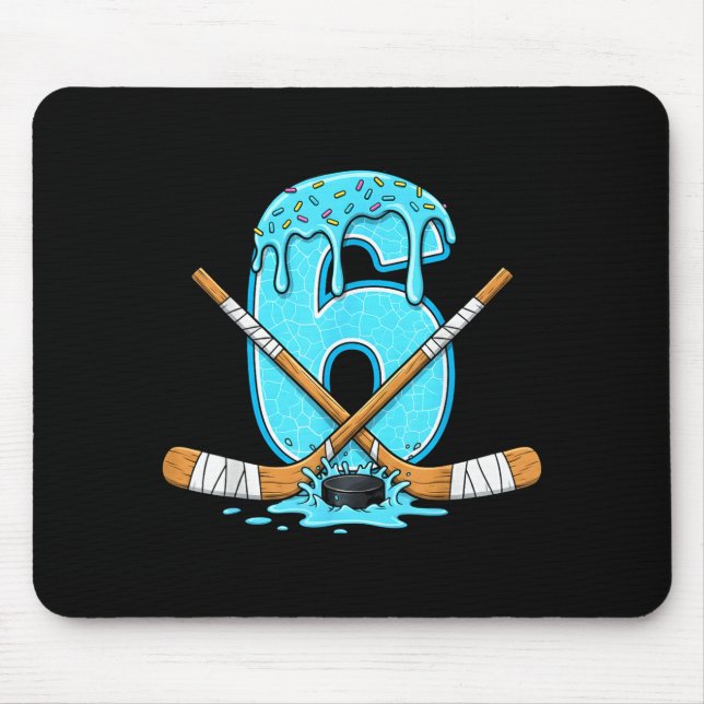 Mousepad 6 Year Old Hockey Ice Cream Drip Youth 6th Birthda (Frente)
