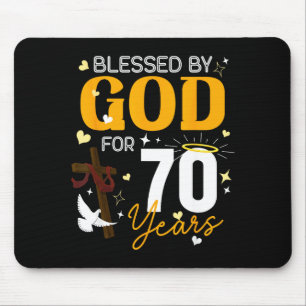 Mousepad 70 Aniversário Abençoado Por Deus Por 70 Anos De I
