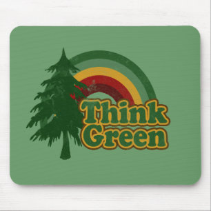 Mousepad 70s arco-íris retro, pense verde