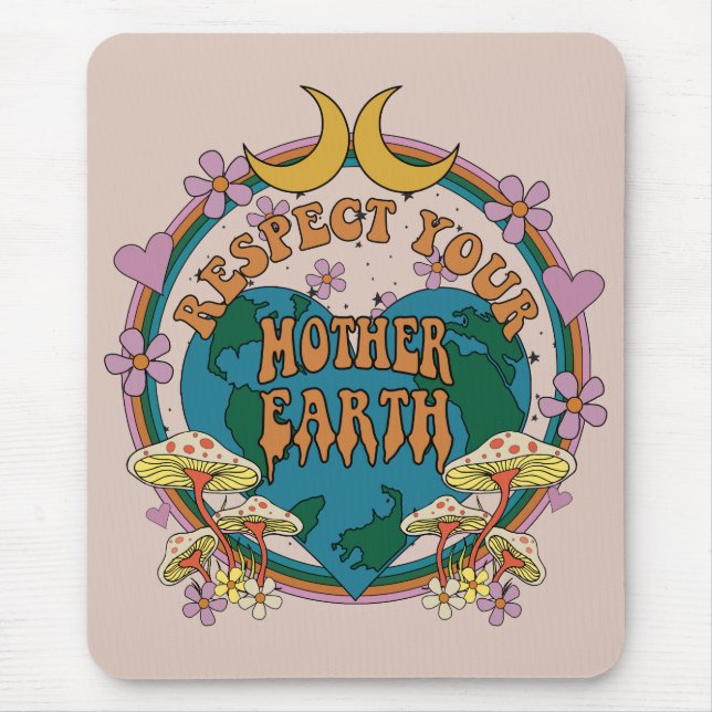 Mousepad 70's Retro Mother Earth Graphic (Frente)