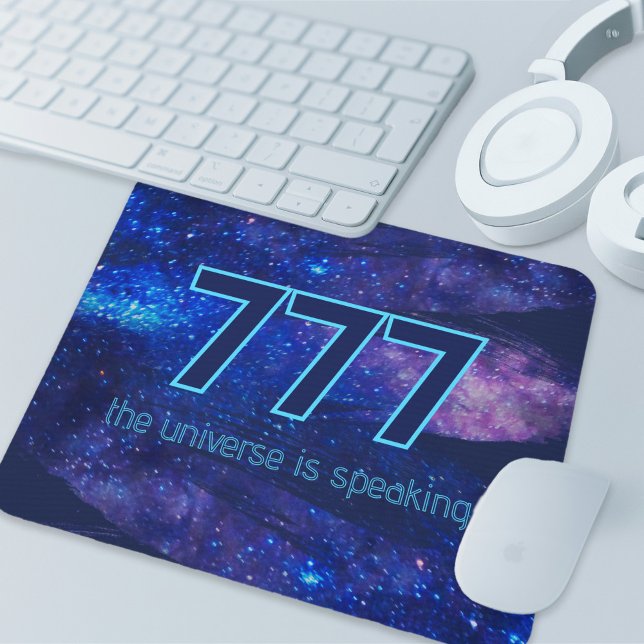 Mousepad 777 Número do anjo Manifestação Azul Escuro (777 Angel Number Dark Blue Sparkle Manifestation Affirmation office Mouse Pad)