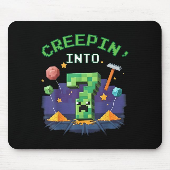 Mousepad 7 Birthday Gamer Pixel Creepin In 7 Video Game (Frente)