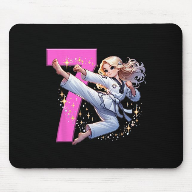 Mousepad 7 Birthday Girl Martis Party Taekwondo Kar (Frente)