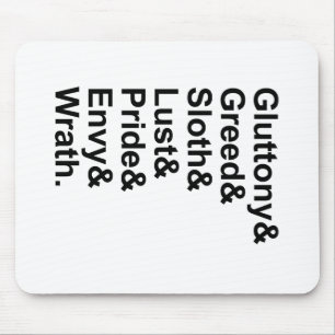 Mousepad 7 Pinos Mortais - Gluttony Lust Wrath Envelope