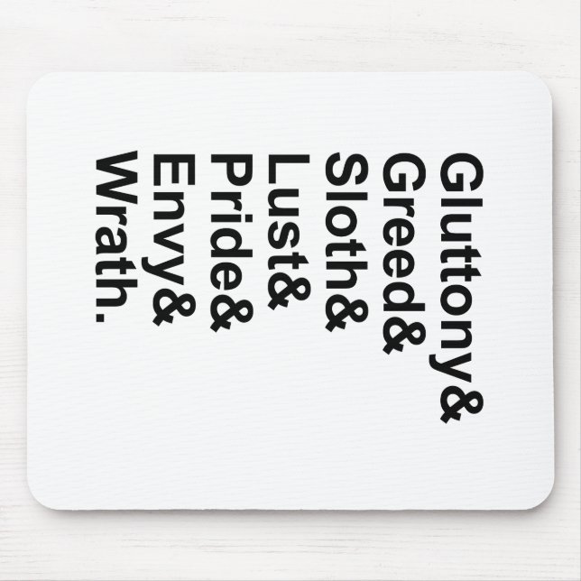 Mousepad 7 Pinos Mortais - Gluttony Lust Wrath Envelope (Frente)