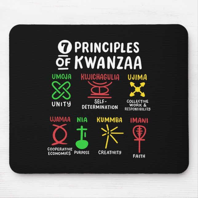 Mousepad 7 Princípios Dos Homens Negros Americanos De Kwanz (Frente)