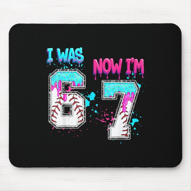 Mousepad 7th Birthday I Was 6 Now I'm 7 Baseball Ice Cream  (Frente)