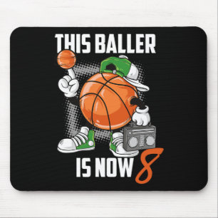 Mousepad 8º Aniversário do Jogador de Basquete Divertido 8