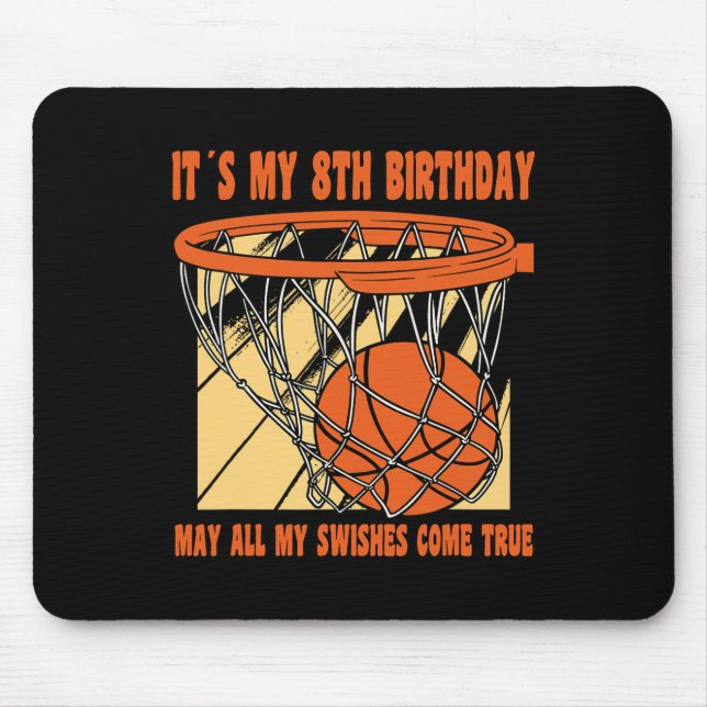 Mousepad 8 anos Feliz 8.º Aniversário Basquete 8.º Aniversá (Frente)