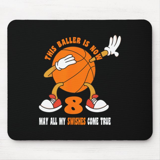 Mousepad 8 anos Feliz 8.º Aniversário Basquete 8.º Aniversá (Frente)