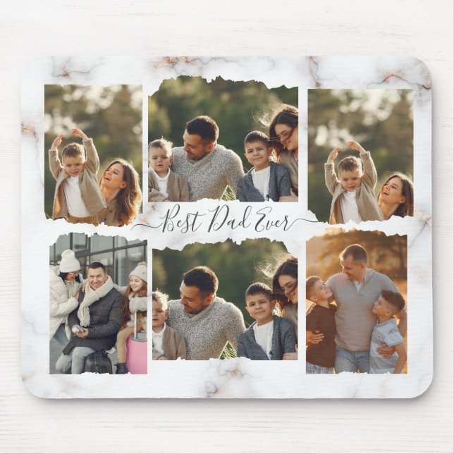 Mousepad 8 Foto: Amor Moderno da Família Collage Elegante (Frente)