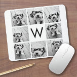 Mousepad 8 Monograma personalizado de colagem de fotos pret<br><div class="desc">Você pode usar fotos do Instagram para este design. Use 8 fotos quadradas para criar um presente exclusivo e pessoal. Ou você pode ficar com o filhote hipster e fazer uma moda. Se precisar ajustar as fotos,  clique na ferramenta personalizar para fazer alterações.</div>