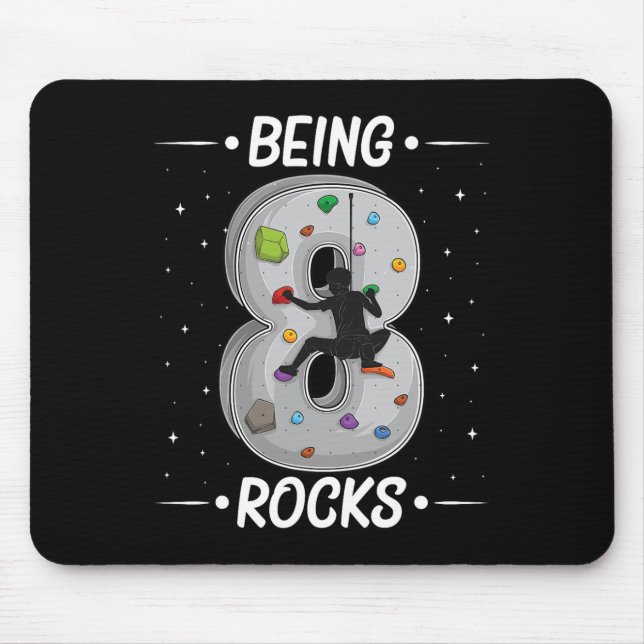 Mousepad 8 Year Old Rock Climbing 8th Birthday Adventures C (Frente)