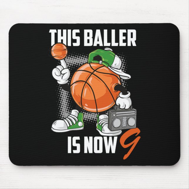 Mousepad 9º Aniversário Jogador de Basquete Divertido 9 Ano (Frente)