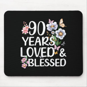 Mousepad 90 Anos Amado E Abençoado Floral 90º Aniversário