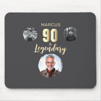 Mousepad 90 Legendary 3 Photos Gold 90th Birthday 