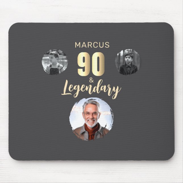 Mousepad 90 Legendary 3 Photos Gold 90th Birthday  (Frente)