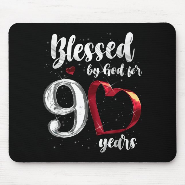 Mousepad 90th Birthday Blessed By God For 90 Years Birthday (Frente)