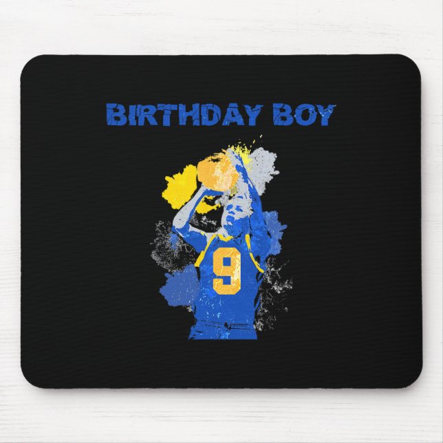 Mousepad 9 Anos Aniversário Do Menino Azul E Cesto Amarelo (Frente)