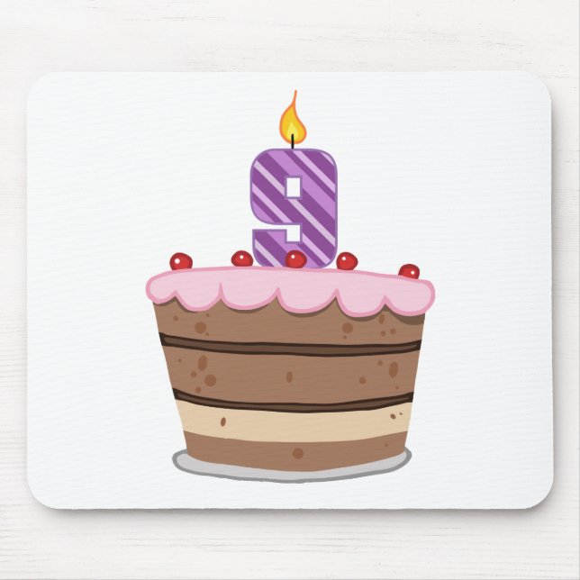 Mousepad 9 anos no Bolo de Aniversário (Frente)