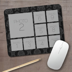 Mousepad 9 Fotos - Grade Mínima em Fundo Preto