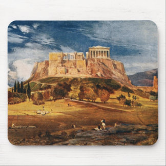 Mousepad A acrópole na paisagem da cor da piscina de Atenas