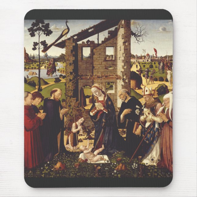 Mousepad A Adoração da Criança com Santos e Doadores (Frente)