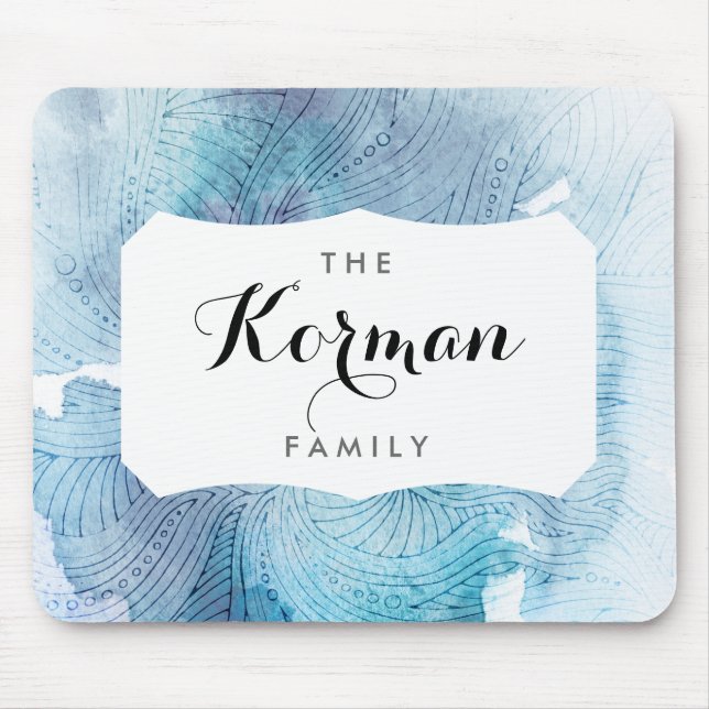 Mousepad A aguarela acena o roxo do azul de oceano pintado (Frente)