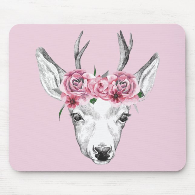 Mousepad A aguarela floresce cervos (Frente)