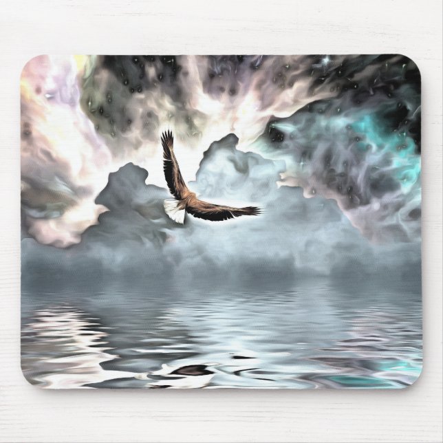Mousepad A águia voa acima da superfície da água (Frente)