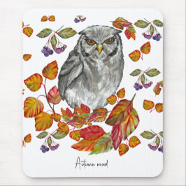 Mousepad A aquarela cai em lindas corujas e folhas canvas