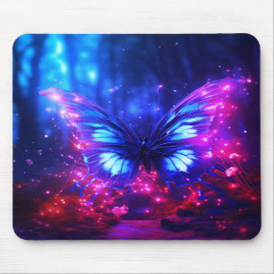 Mousepad A Bela Borboleta Neon Em um Computador Portátil