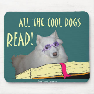 Mousepad A biblioteca - Samoyed - cães legal leu a