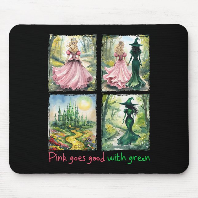 Mousepad A Bruxa Rosa Fica Bem Com A Bruxa Verde Do Hallowe (Frente)