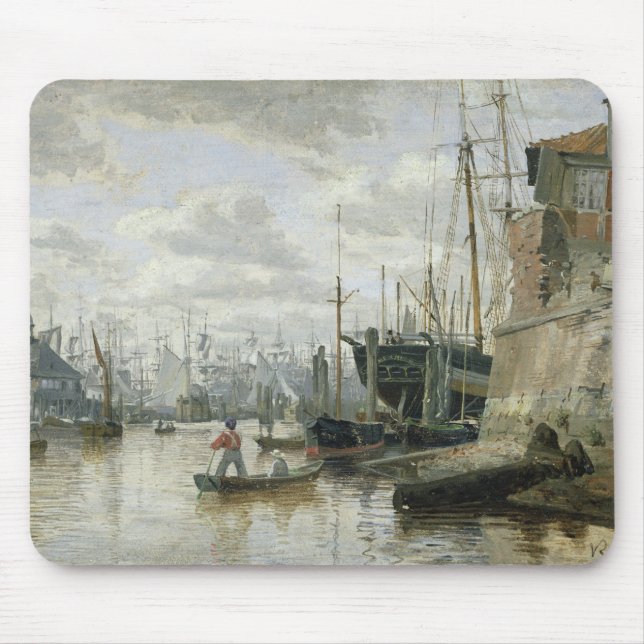 Mousepad A cabana rústica de madeira no porto de Hamburgo, (Frente)