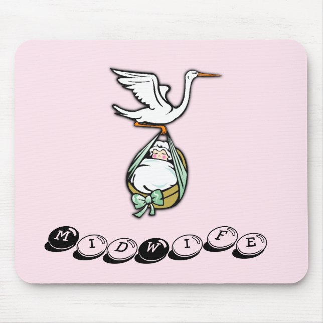 Mousepad A Cegonha Carrega uma Menina com Parteira (Frente)