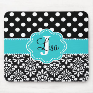 Mousepad A cerceta preta pontilha o damasco personalizado
