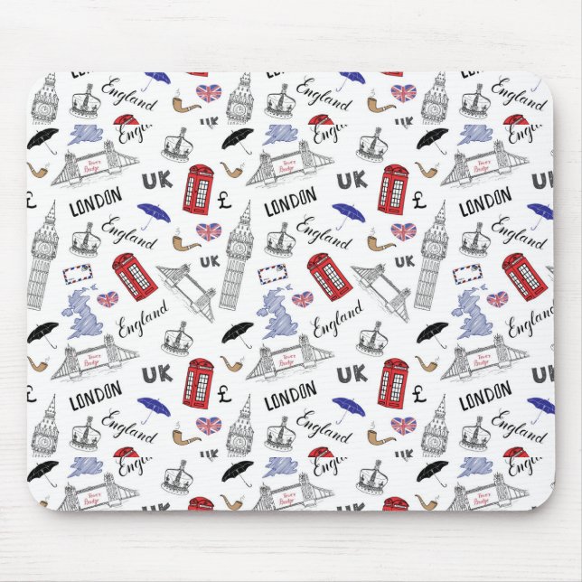 Mousepad A cidade de Londres Doodles o teste padrão (Frente)