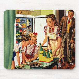 Mousepad A família do vintage no pai da mamã da cozinha