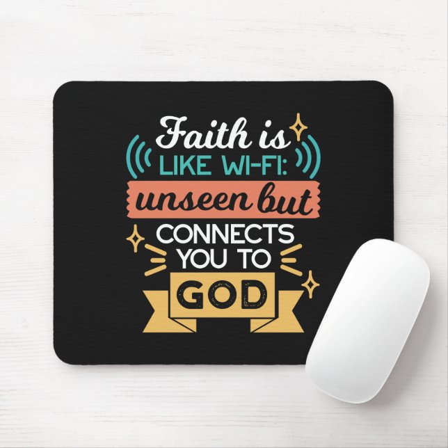 Mousepad A Fé é Como WiFi Citação Divertida Arte Cristã (Com mouse)