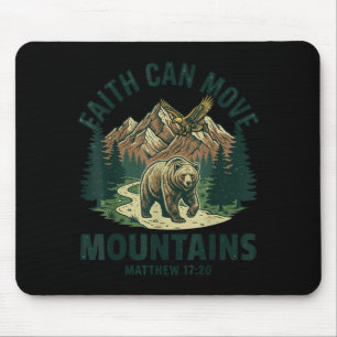 Mousepad A fé move montanhas pôr do sol retrô versículo bíb