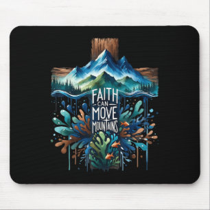 Mousepad A Fé Pode Mover Montanhas Cruz Deus Religioso Cris